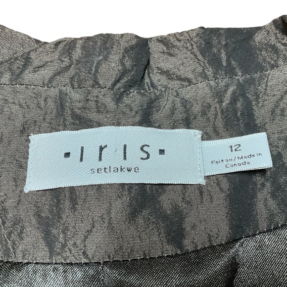 IRIS SETLAKWE Brown Fully Lined Peplum Crinkle Blazer MADE IN CANADA Sz 12 - Picture 4 of 8